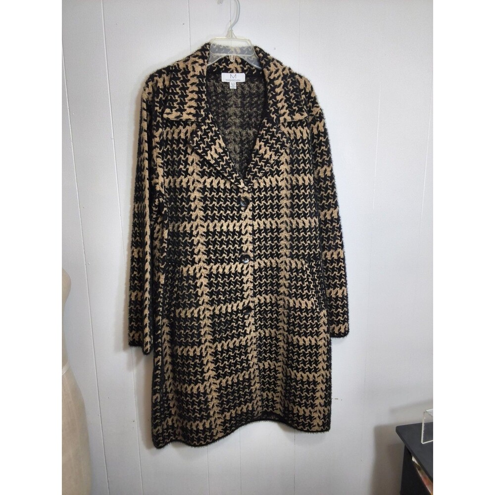 Magaschoni XL  Black  &   Tan Sweater Coat